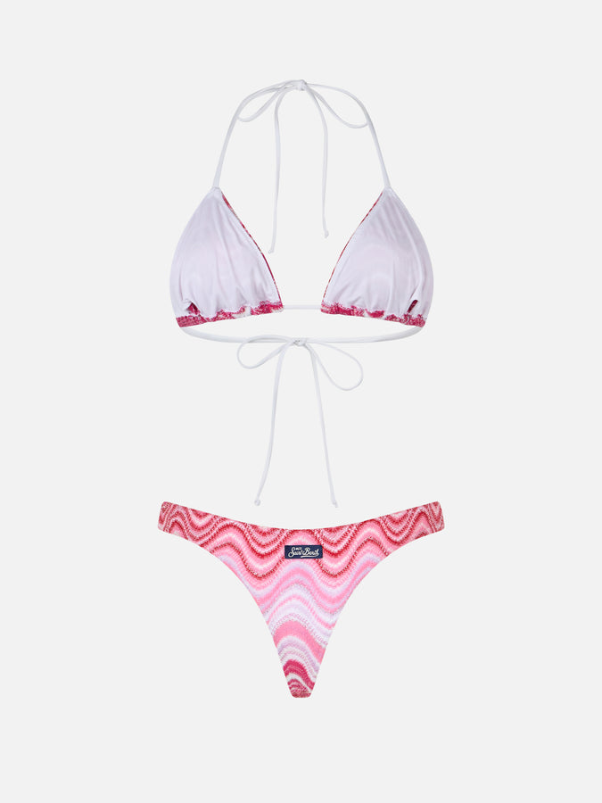 Mc2 Saint Barth Bikini donna a triangolo in maglia raschel Leah Naomi Nuova
