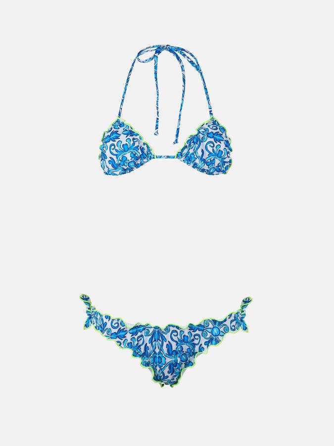 Mc2 Saint Barth Woman Napoli print triangle classic bikini Sarius | SSC NAPOLI SPECIAL EDITION Nuovo
