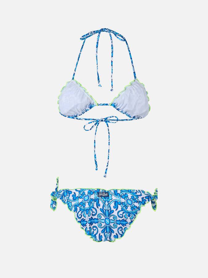 Mc2 Saint Barth Woman Napoli print triangle classic bikini Sarius | SSC NAPOLI SPECIAL EDITION Nuovo