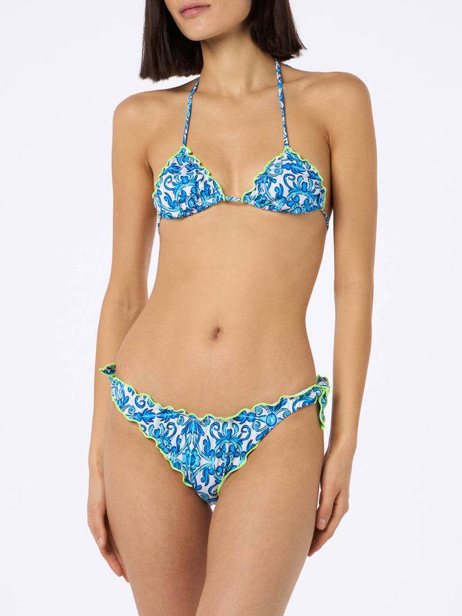 Mc2 Saint Barth Woman Napoli print triangle classic bikini Sarius | SSC NAPOLI SPECIAL EDITION Nuovo