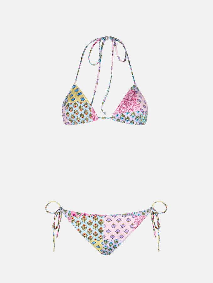 Mc2 Saint Barth Bikini da donna a triangolo con patch floreali radicali Leah Virgo Vendita