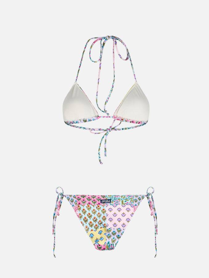 Mc2 Saint Barth Bikini da donna a triangolo con patch floreali radicali Leah Virgo Vendita