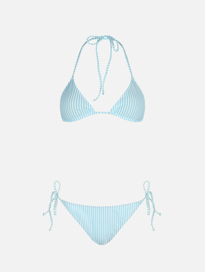 Mc2 Saint Barth Bikini da donna a triangolo a righe seersucker Leah Virgo Spedizione Gratuita