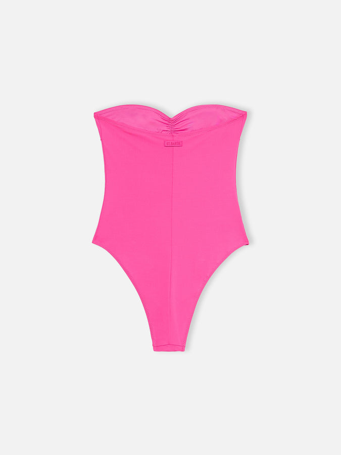 Mc2 Saint Barth Women fuscia strapless one piece swimsuit Soleil Promozione Limitata