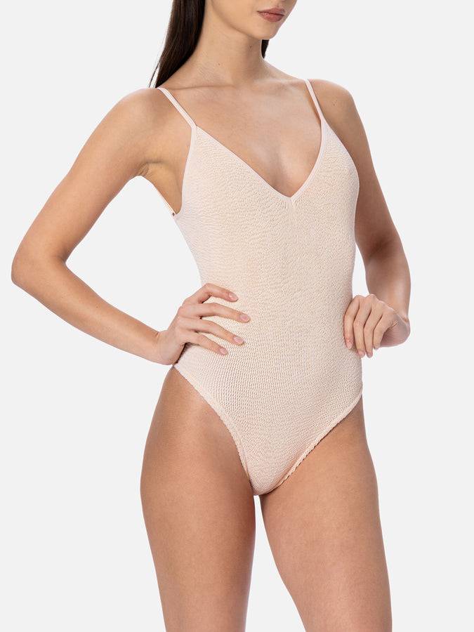 Mc2 Saint Barth Costume intero da donna beige crinkle Susanne