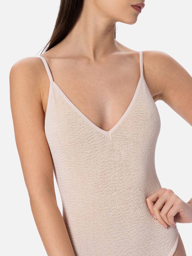 Mc2 Saint Barth Costume intero da donna beige crinkle Susanne Shopping Online