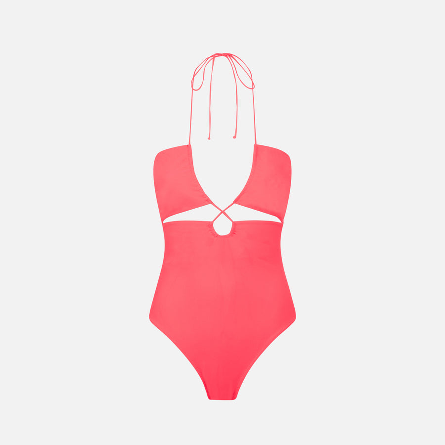 Mc2 Saint Barth Costume intero cut out rosso fluo Economico