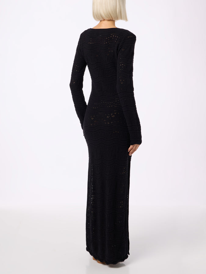 Mc2 Saint Barth Black woman cotton knit midi dress Negozi Online