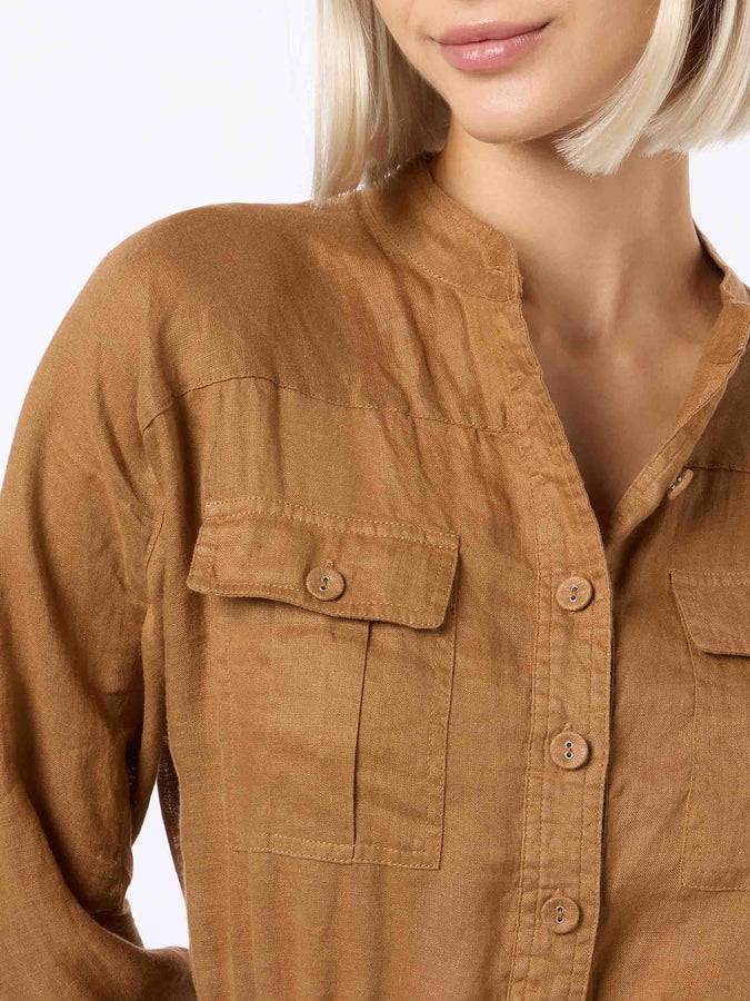 Mc2 Saint Barth Woman camel linen playsuit Hanniel Consegna Veloce