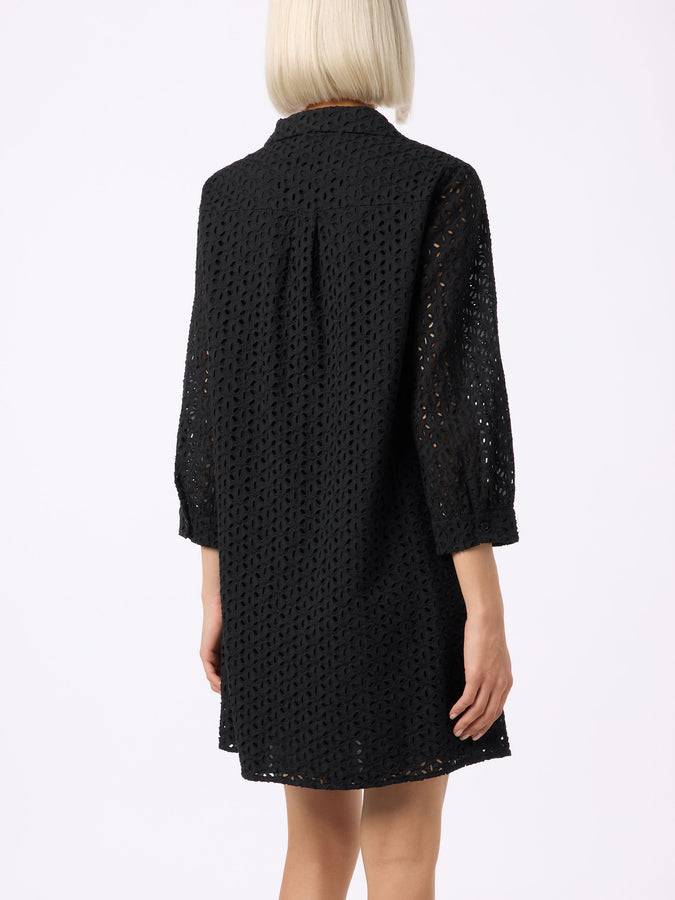 Mc2 Saint Barth Woman black Sangallo shirt mini dress Promozione Limitata