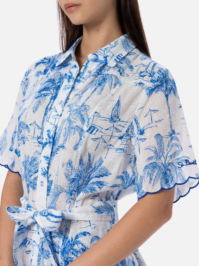 Mc2 Saint Barth Woman flower linen dress Hermione Novità