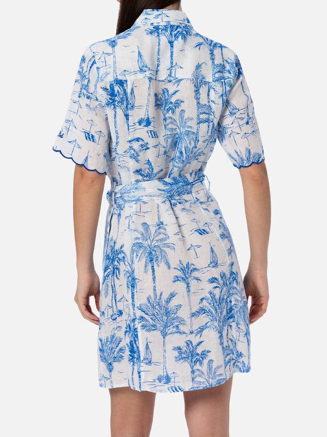 Mc2 Saint Barth Woman flower linen dress Hermione Novità
