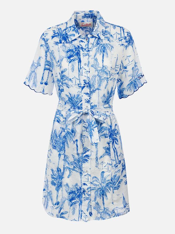 Mc2 Saint Barth Woman flower linen dress Hermione Novità