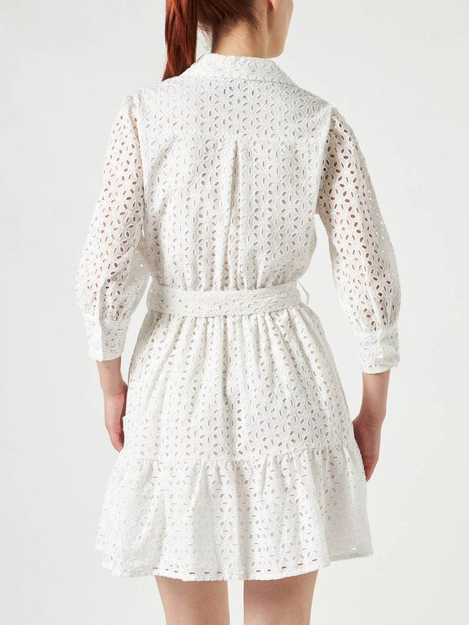 Mc2 Saint Barth Abito corto in cotone bianco con ricami Presa