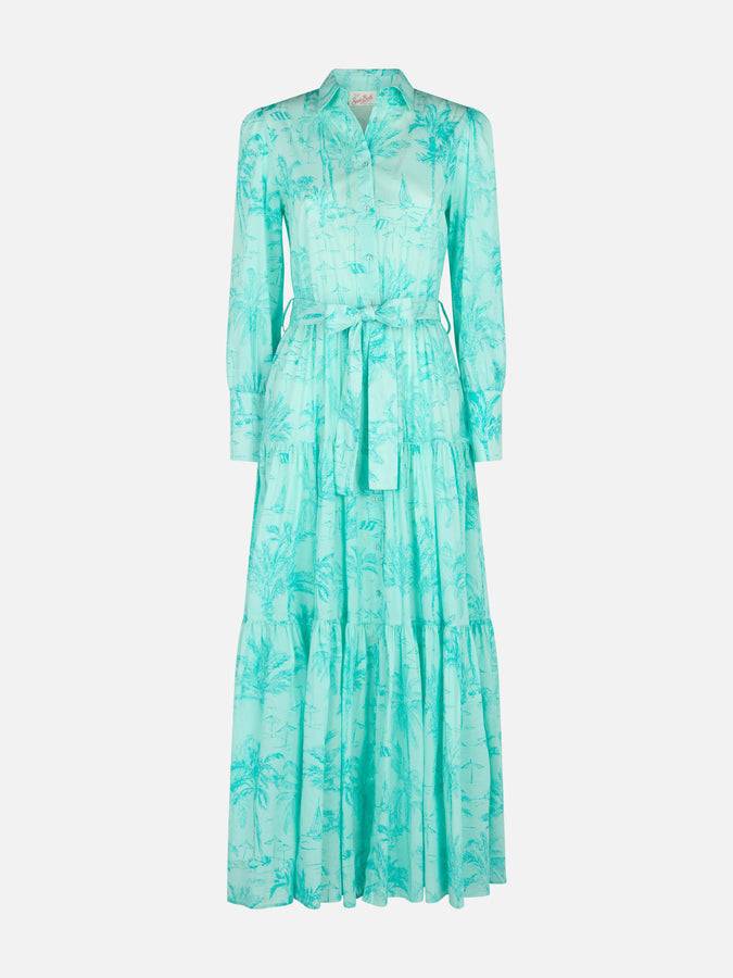 Mc2 Saint Barth Woman water green toile de jouy cotton dress Jensen Online