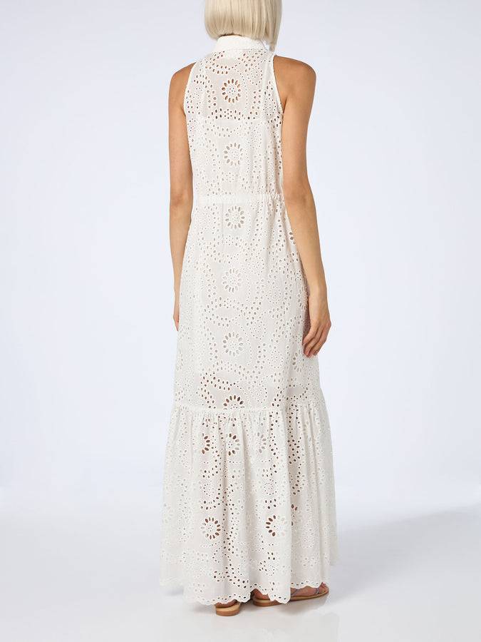 Mc2 Saint Barth Woman white Sangallo lace halterneck dress Ida Outlet
