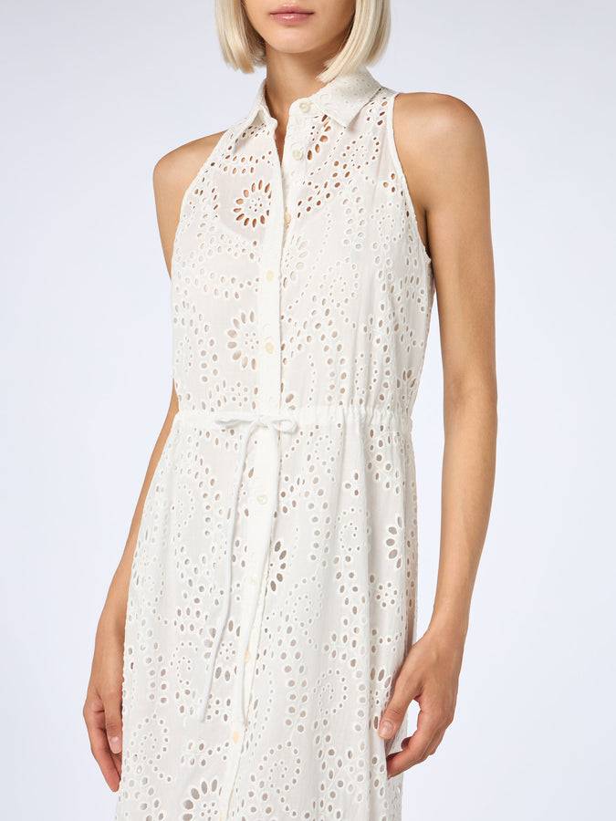 Mc2 Saint Barth Woman white Sangallo lace halterneck dress Ida Outlet