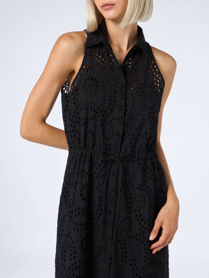 Mc2 Saint Barth Woman black Sangallo lace halterneck dress In Vendita