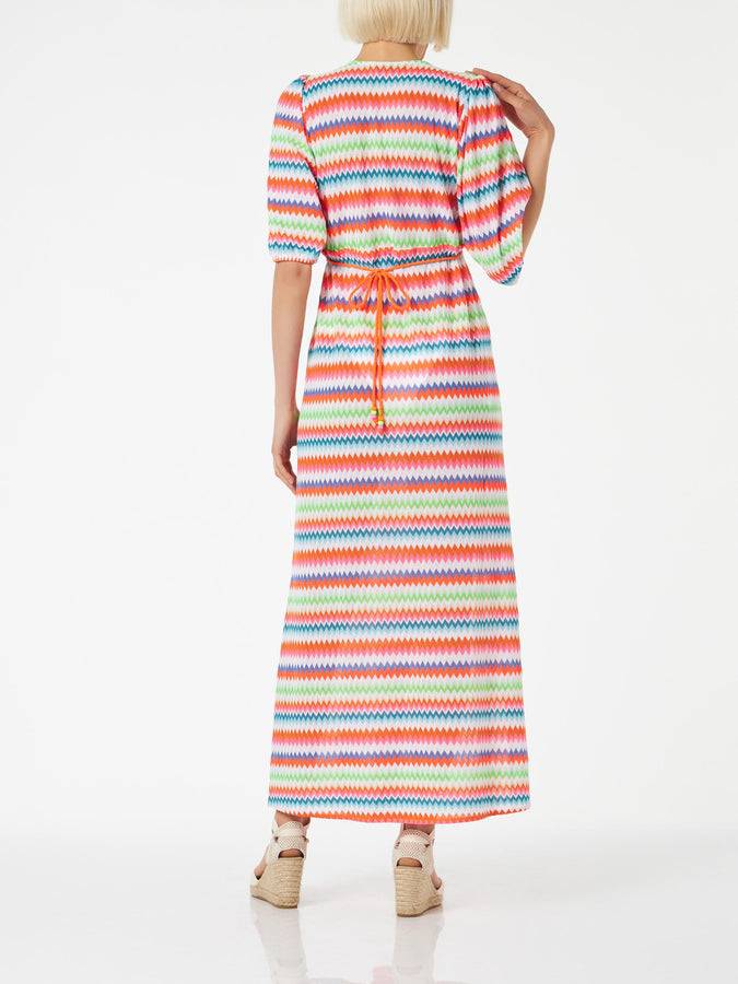 Mc2 Saint Barth Abito lungo da spiaggia in maglia chevron In Saldo