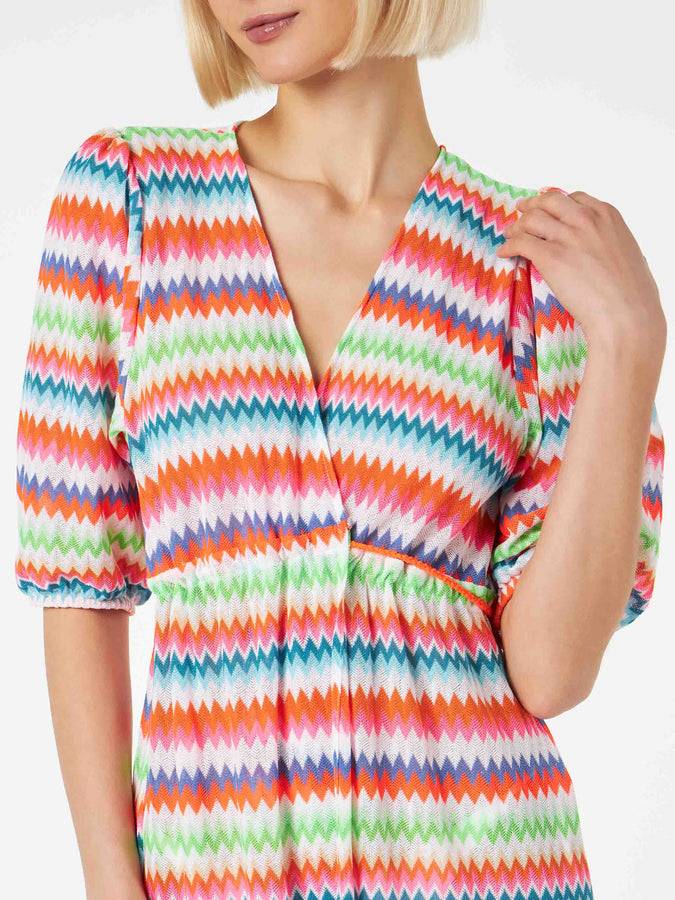 Mc2 Saint Barth Abito lungo da spiaggia in maglia chevron In Saldo