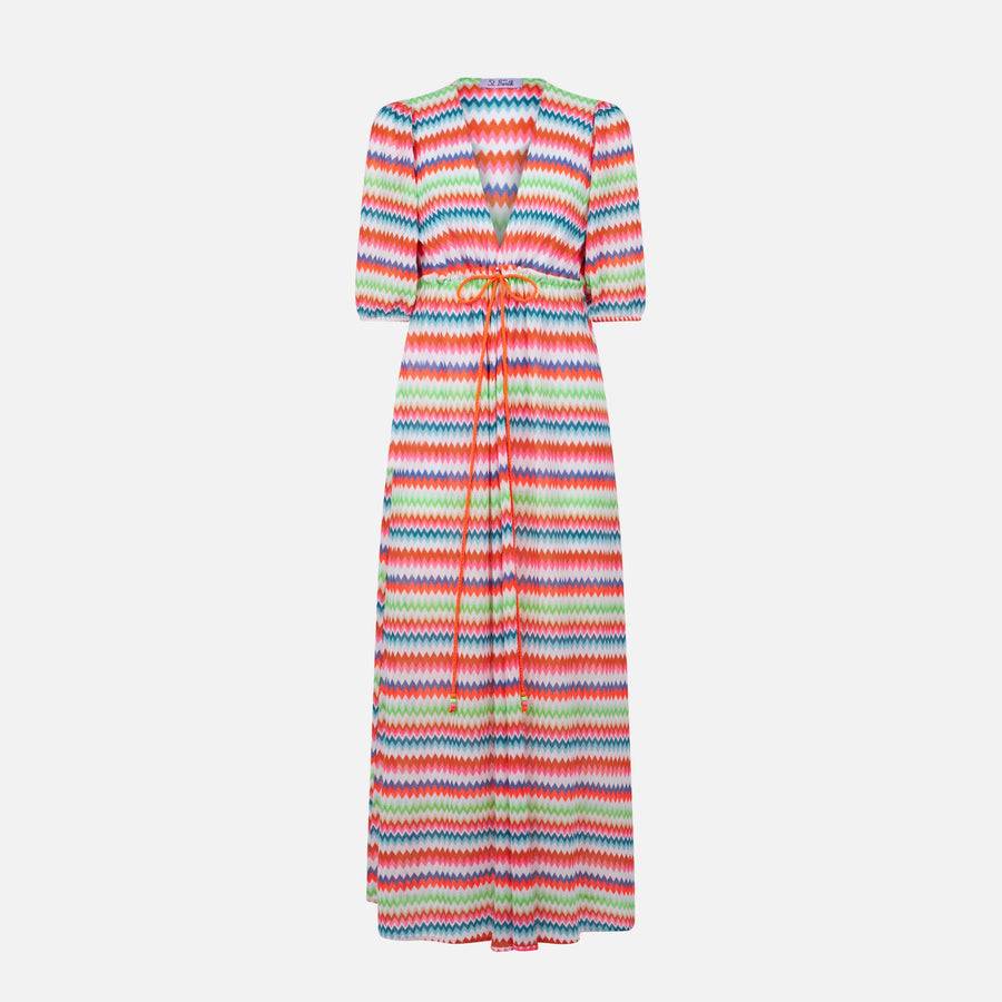 Mc2 Saint Barth Abito lungo da spiaggia in maglia chevron In Saldo