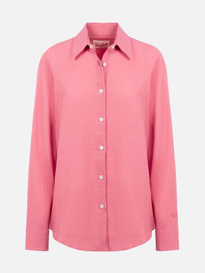 Mc2 Saint Barth Woman pink seersucker shirt Aisha Acquista Ora