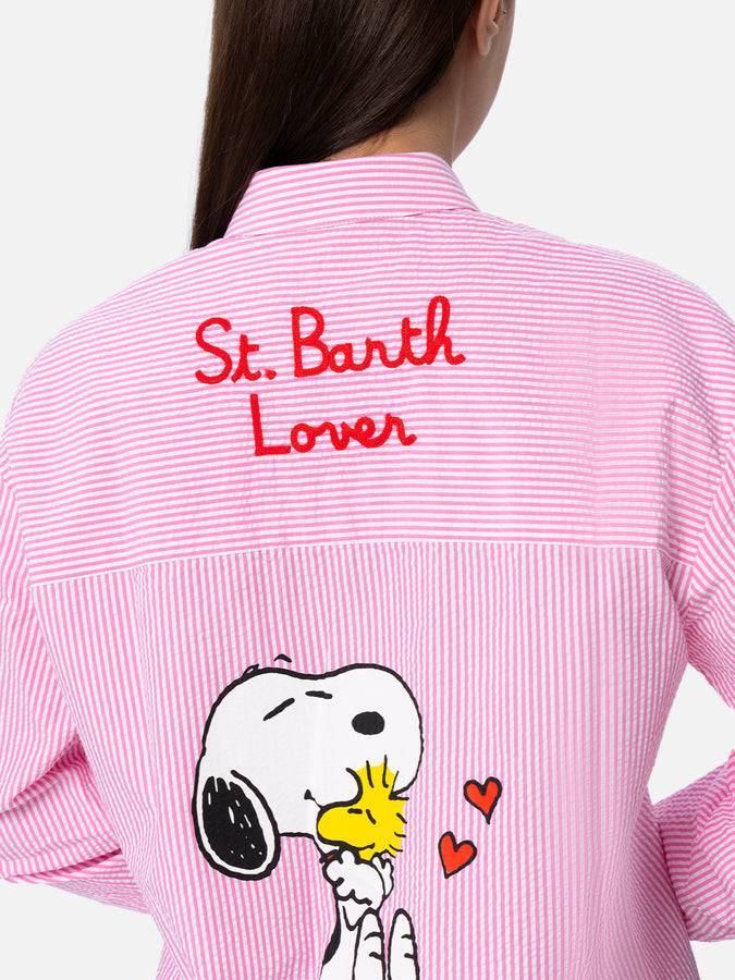 Mc2 Saint Barth Camicia over da donna in cotone stampa righe Brigitte | EDIZIONE SPECIALE SNOOPY PEANUTS Fino Al -60%