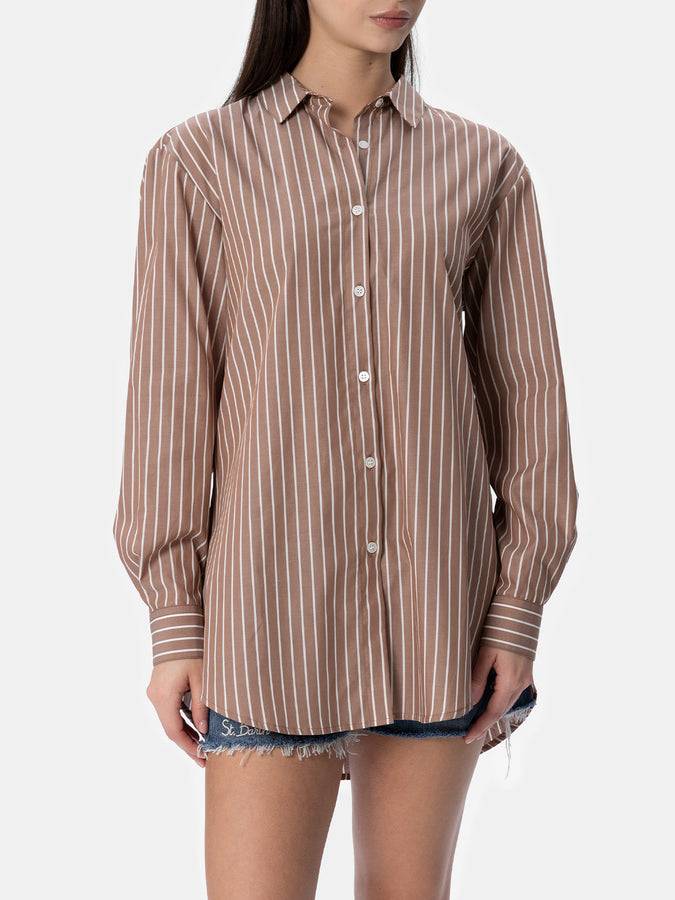 Mc2 Saint Barth Camicia over da donna Brigitte in cotone stampa righe