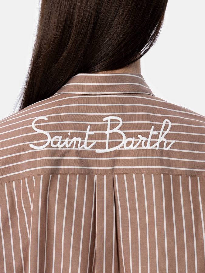 Mc2 Saint Barth Camicia over da donna Brigitte in cotone stampa righe Shopping Online