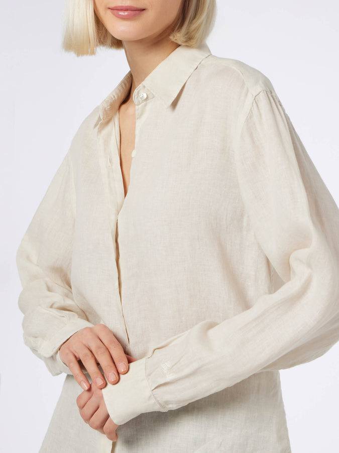 Mc2 Saint Barth Camicia da donna in lino bianco sporco Meredith Sottocosto