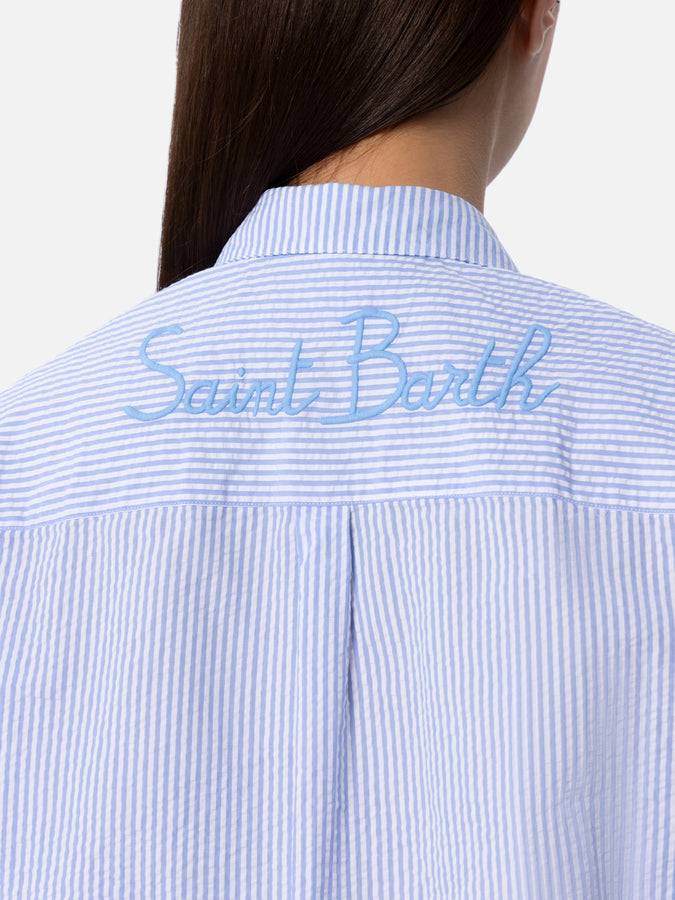 Mc2 Saint Barth Camicia da donna over in cotone seersucker Brigitte Presa