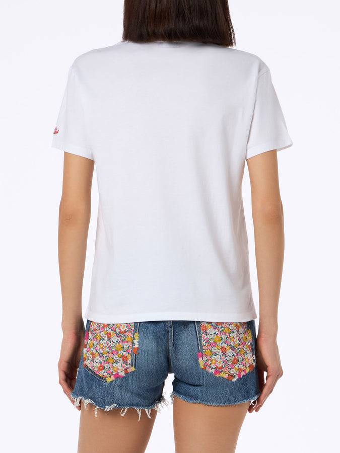 Mc2 Saint Barth Woman cotton jersey crewneck t-shirt Emilie with Voglia di amare embroidery | @serepocaiontas SPECIAL EDITION Outlet