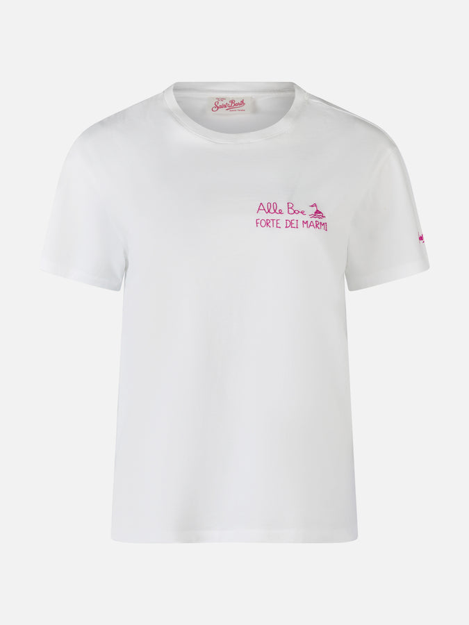 Mc2 Saint Barth Woman cotton jersey crewneck t-shirt Emilie with Baciami alle Boe print | ALLE BOE SPECIAL EDITION In Vendita