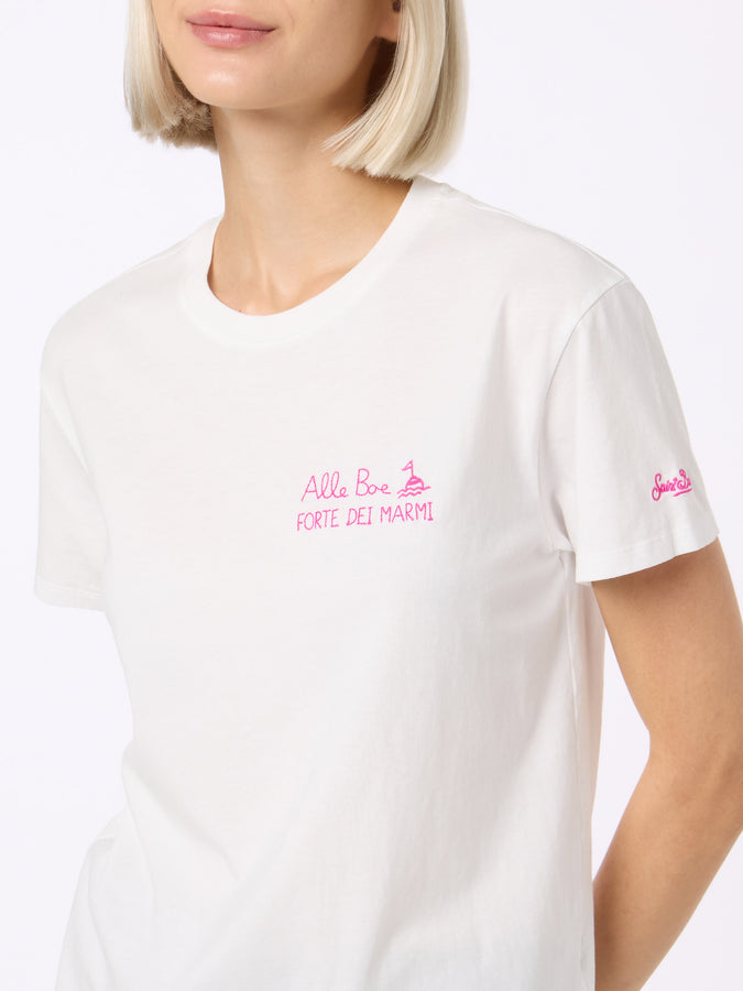Mc2 Saint Barth Woman cotton jersey crewneck t-shirt Emilie with Amo Forte print | ALLE BOE SPECIAL EDITION Saldi