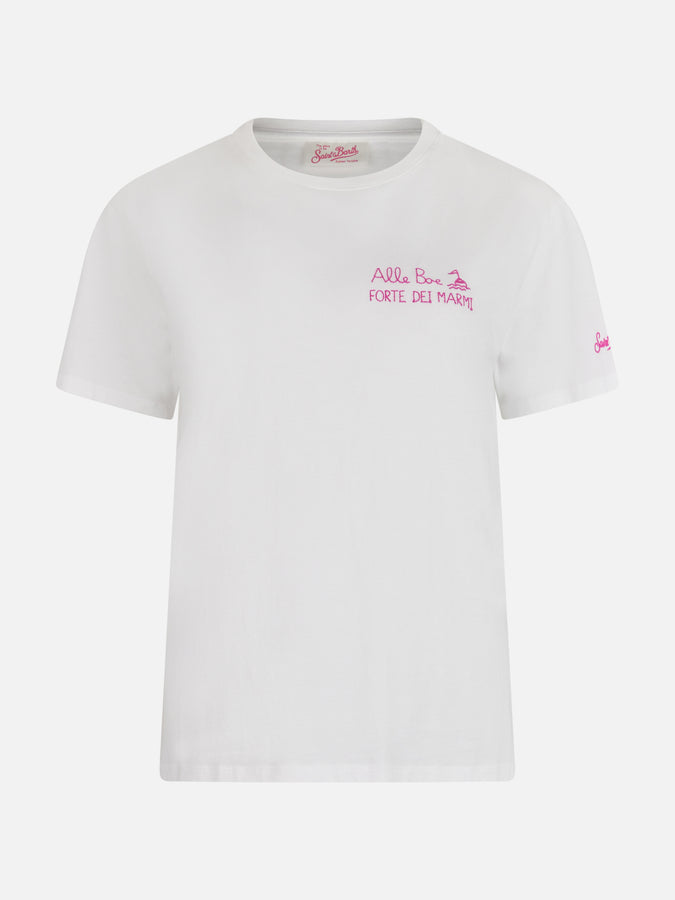 Mc2 Saint Barth Woman cotton jersey crewneck t-shirt Emilie with Amo Forte print | ALLE BOE SPECIAL EDITION Saldi