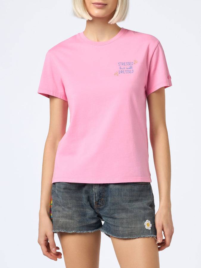 Mc2 Saint Barth T-shirt da donna girocollo Emilie in jersey di cotone con ricamo Stressed but Well Dressed Offerte