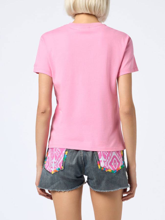 Mc2 Saint Barth T-shirt da donna girocollo Emilie in jersey di cotone con ricamo Stressed but Well Dressed Offerte