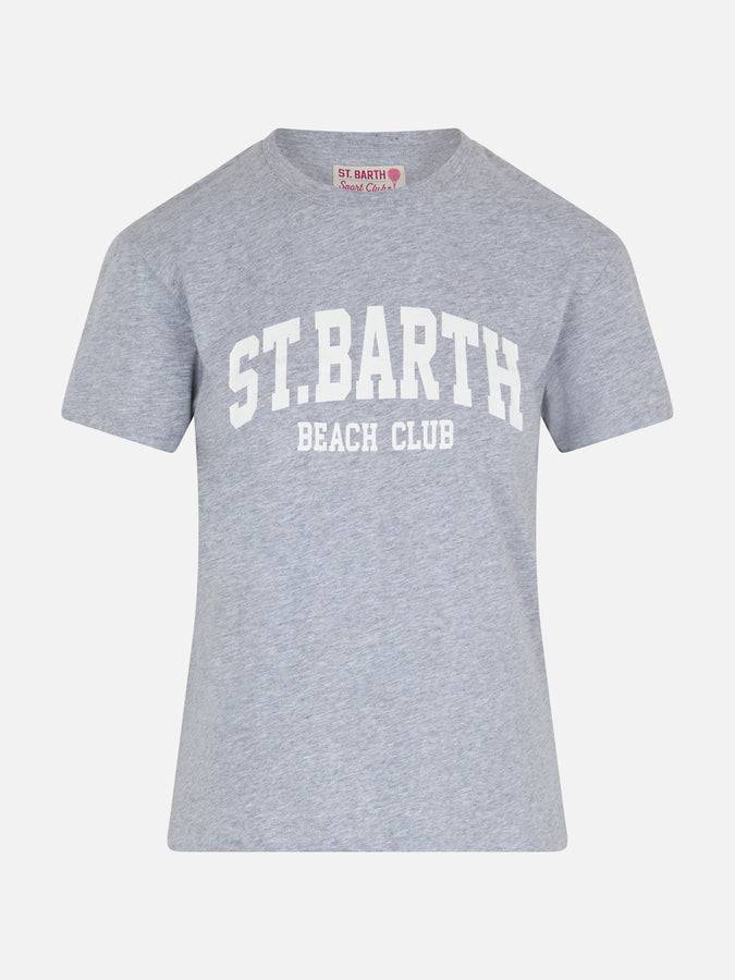 Mc2 Saint Barth T-shirt da donna girocollo Emilie in jersey di cotone con stampa Saint Barth Beach Club Vendita Calda