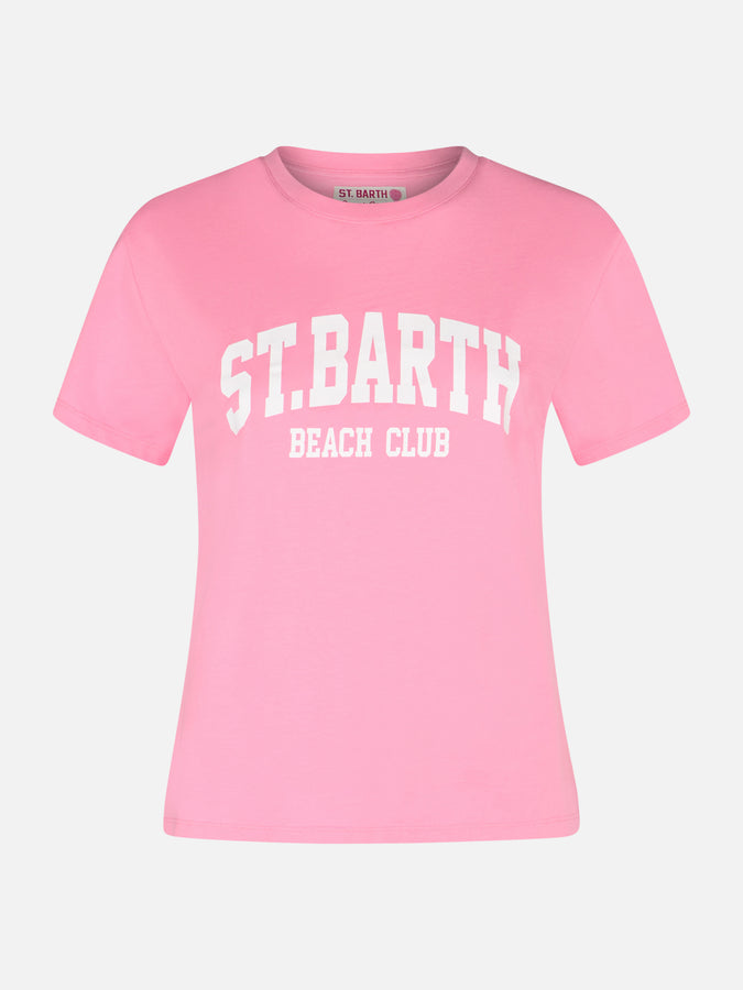 Mc2 Saint Barth T-shirt da donna girocollo Emilie in jersey di cotone con stampa Saint Barth Beach Club Vendita Economica
