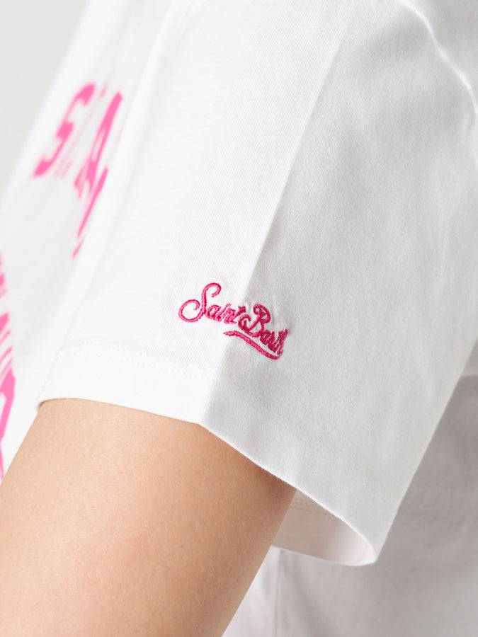 Mc2 Saint Barth T-shirt da donna in cotone con stampa St. Barth Padel Club Negozio