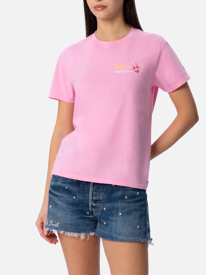 Mc2 Saint Barth T-shirt da donna girocollo Emilie in jersey di cotone con ricamo Bikini Obsession 2025