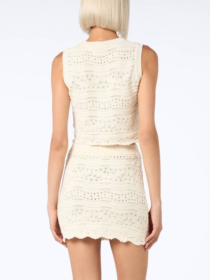 Mc2 Saint Barth Woman sleeveless cotton knit top Peach Nuovo