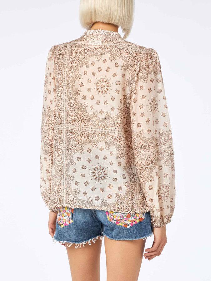 Mc2 Saint Barth Woman silk voile blouse Harper with bandanna print Vendita