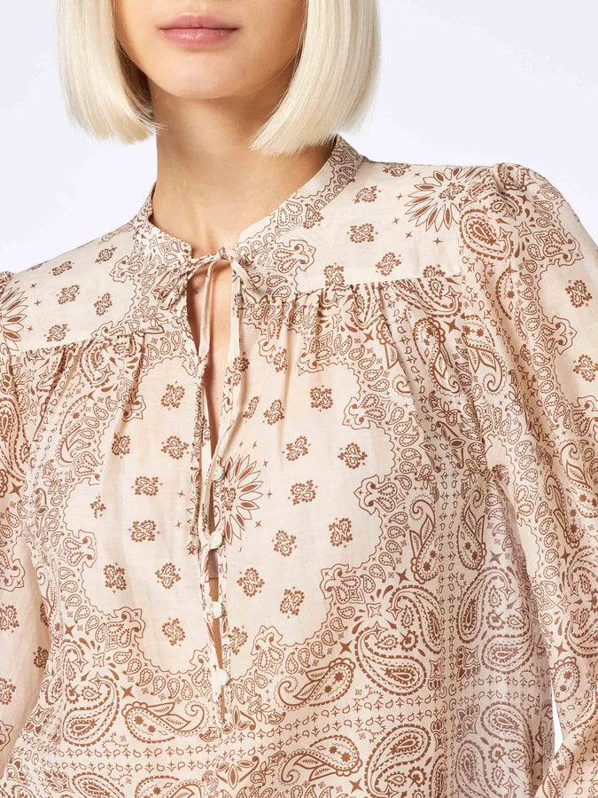 Mc2 Saint Barth Woman silk voile blouse Harper with bandanna print Vendita