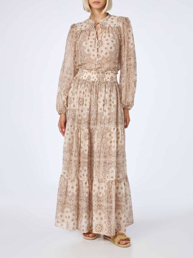 Mc2 Saint Barth Woman silk voile pleated long skirt Cheyenne Promozione