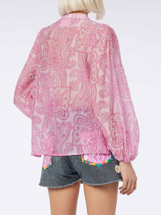 Mc2 Saint Barth Blusa da donna in voile di seta paisley Harper Soddisfazione Garantita
