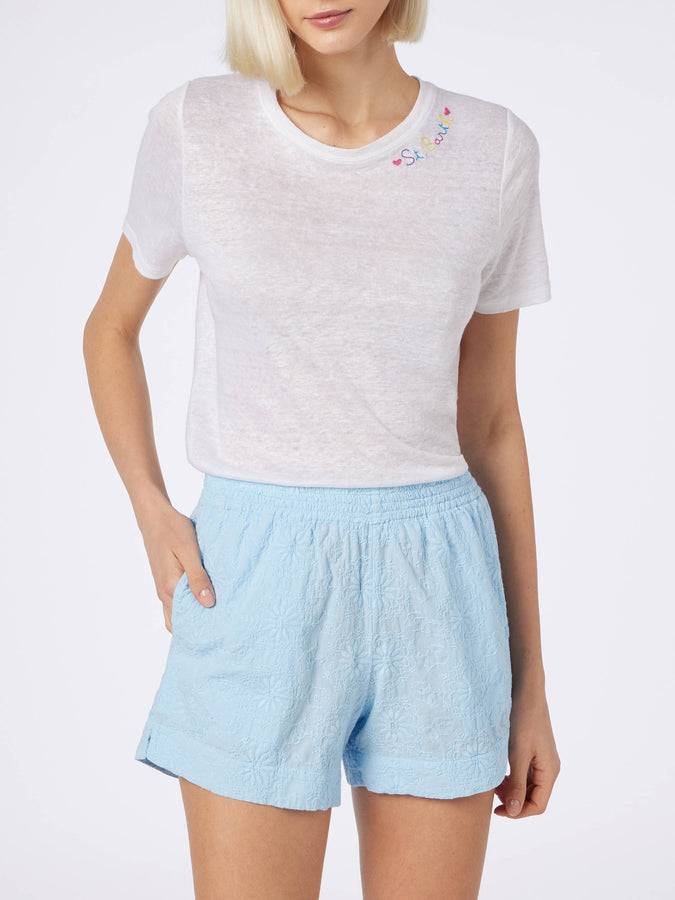 Mc2 Saint Barth Pantaloncini da donna pull up in cotone Sangallo Meave Acquista Ora