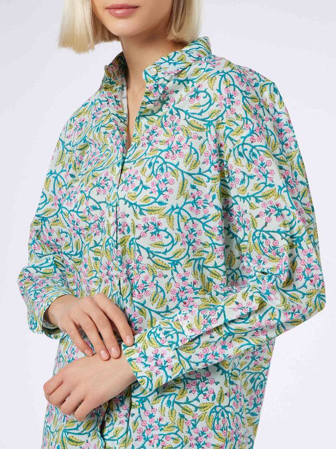 Mc2 Saint Barth Camicia da donna over Brigitte in cotone con stampa fiori Consegna Veloce