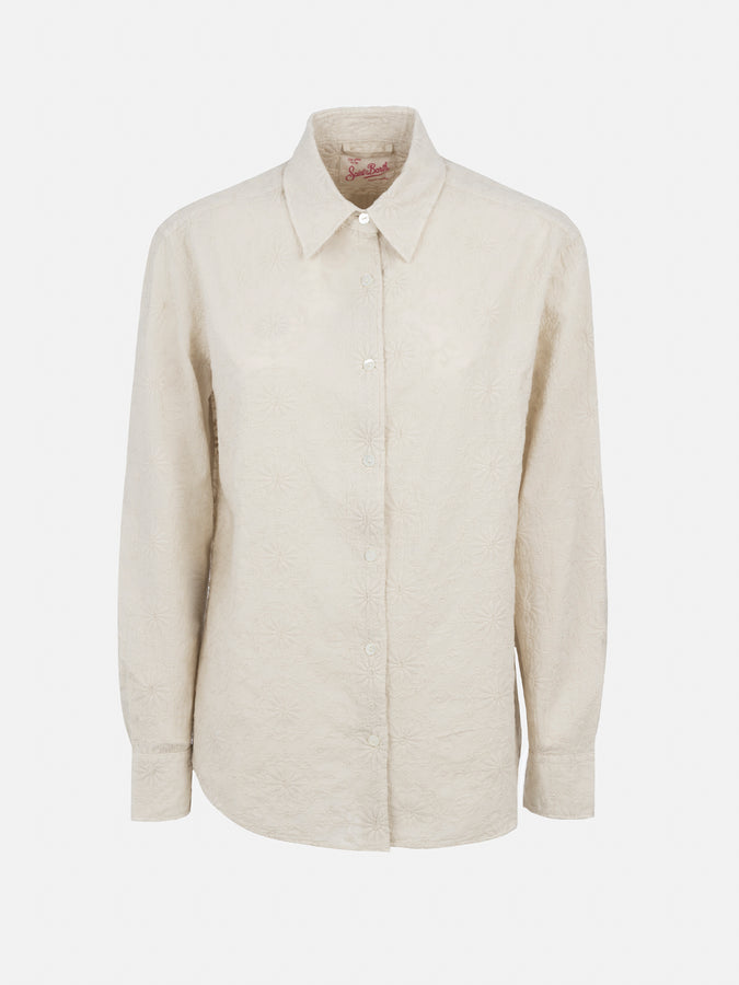 Mc2 Saint Barth Camicia classica da donna in cotone Sangallo Meredith Sottocosto