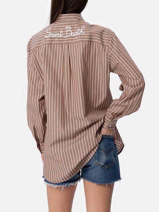 Mc2 Saint Barth Camicia over da donna Brigitte in cotone stampa righe Novità